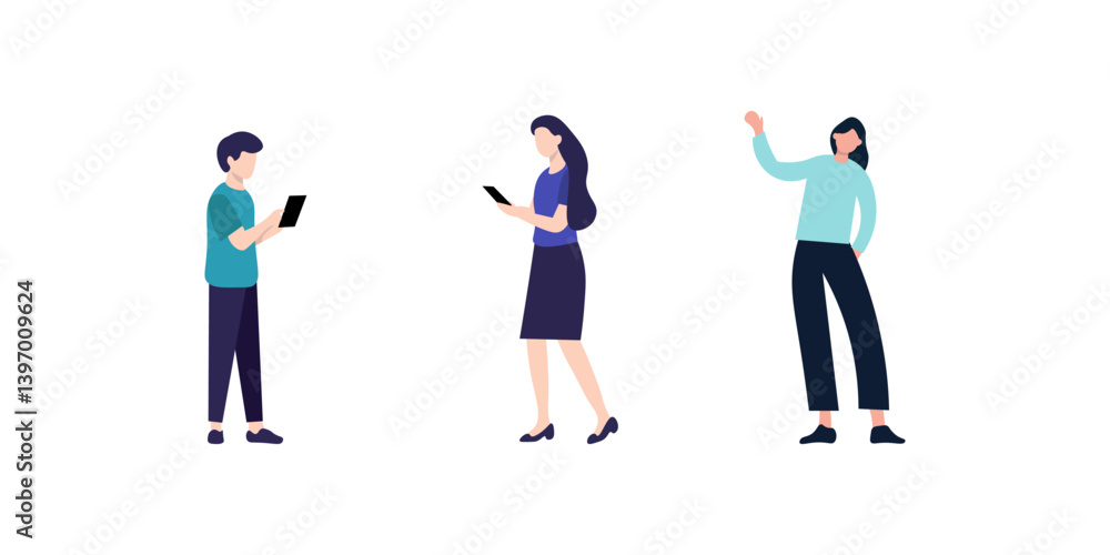 Diverse People Using Smartphones and Tablets in a Modern Setting Diverse People Using Smartphones and Tablets in a Modern Setting
