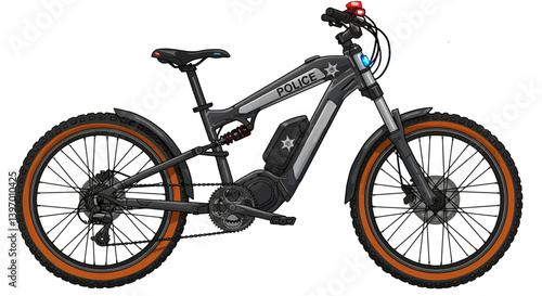 Police Bicycle Electric Vehicle Cartoon Toy No Background Vector