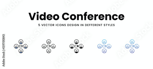 Video Conference vector icons set stock illustration