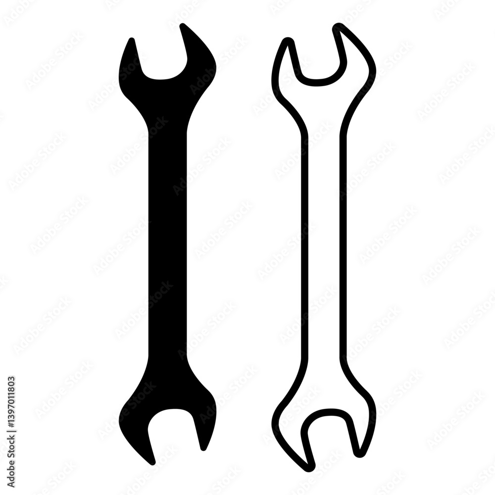 Vector illustration of Wrench Tool icon set isolated on transparent background Vector illustration of Wrench Tool icon set isolated on transparent background