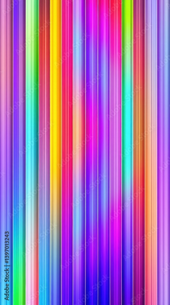 Obraz premium Mobile wallpaper, vertical arrangement of vibrant colorful stripes creating a visually appealing pattern