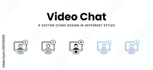 Video Chat vector icons set stock illustration