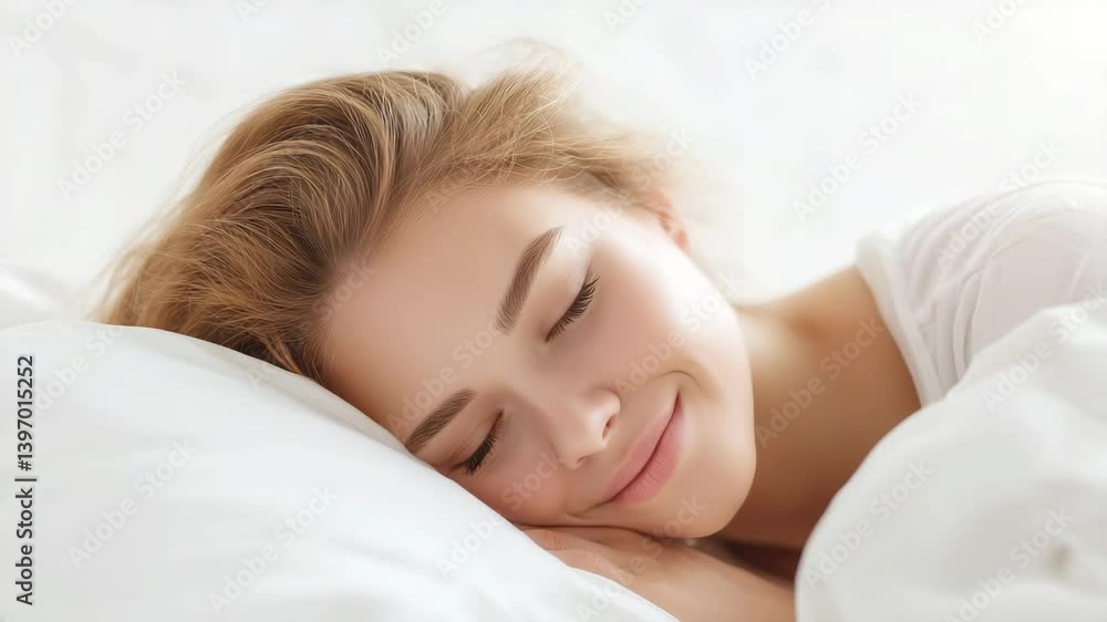 幸せそうに眠る外国人女性 幸せそうに眠る外国人女性