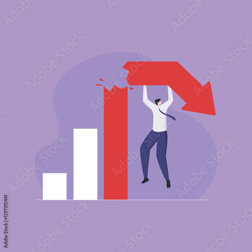 Career challenges and business crises, financial losses from investments or earnings, represented by a downward business graph