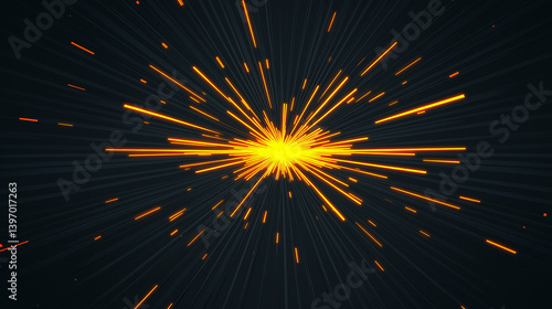 Witness a dynamic explosion of orange and yellow streaks energizing modern creative visual landscapes vividly