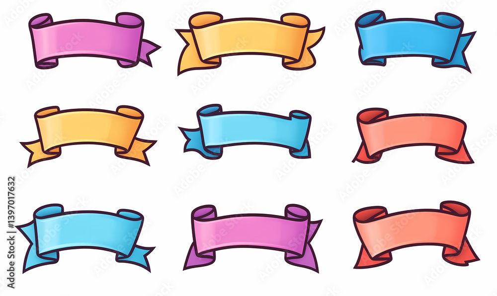 Captivating Collection of Colorful 2D Ribbons Outlined in Bold, Elegant and Vibrant Styles For Art Captivating Collection of Colorful 2D Ribbons Outlined in Bold, Elegant and Vibrant Styles For Art
