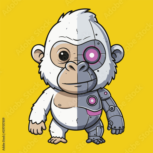 Cartoon cyborg monkey ape nft illustration vector design digital art character graphic artwork drawing