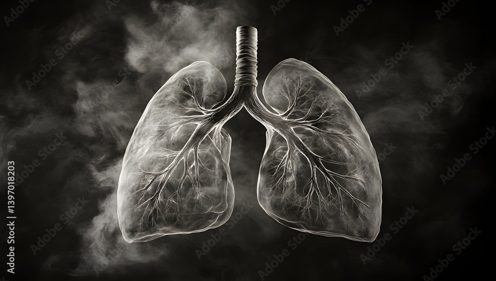 A graphic illustration of lungs affected by smoke inhalation. A graphic illustration of lungs affected by smoke inhalation.