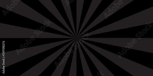 Abstract black and gray retro with sunburst pattern design. Vintage sunrays illustration swirl grunge spiral line. sun beam vector banner design and comic burst gradient concept pattern.	