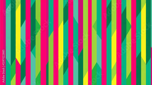 Bold colorful vertical stripes in neon hues create a striking, energetic design bursting with life