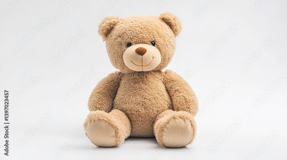 Obraz premium Teddy bear isolated on white square image for kids