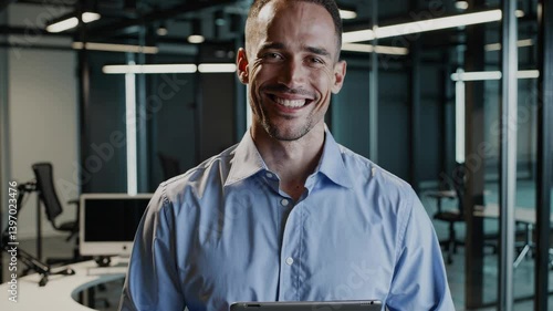 The Smiling Professional with Tablet