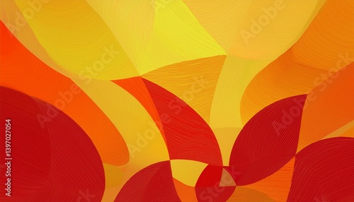 Yellow orange red abstract background for design. Geometric shapes. Generated image