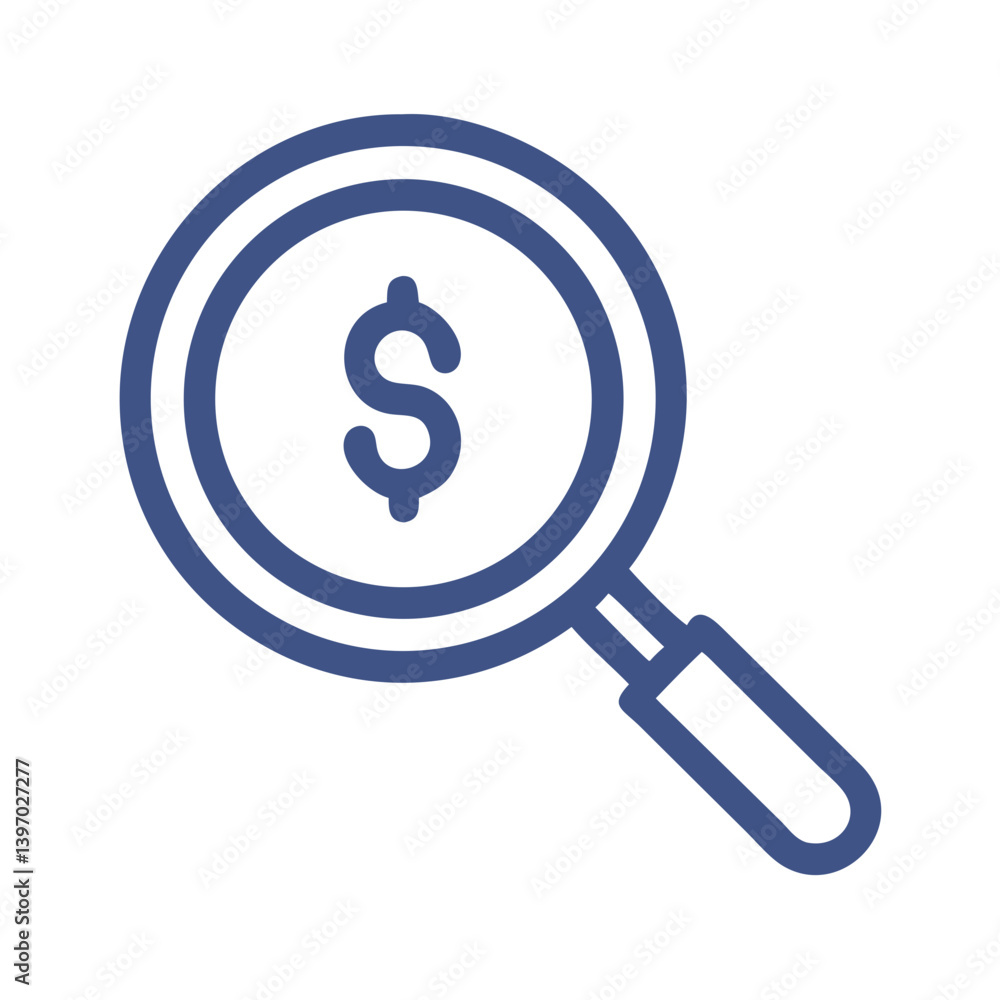Magnifier Glass with Dollar Symbol Icon Design Magnifier Glass with Dollar Symbol Icon Design