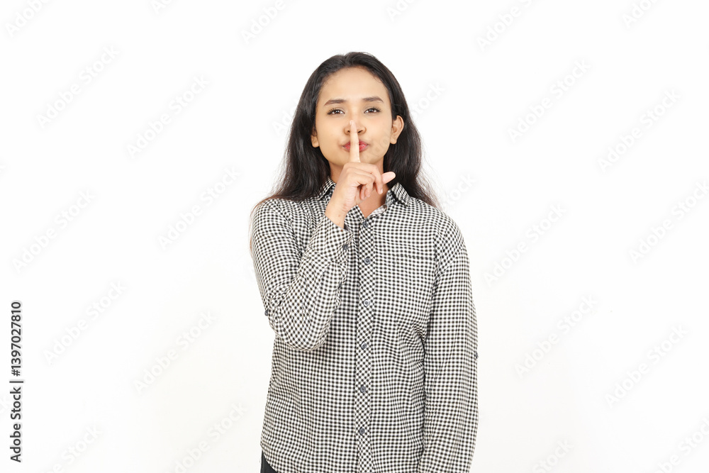 Shh Be Quiet Of Beautiful Asian Woman Isolated On White Background Shh Be Quiet Of Beautiful Asian Woman Isolated On White Background