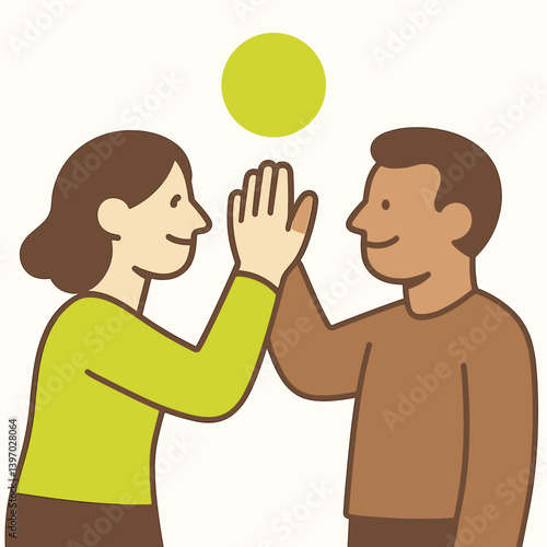 Friendly collaboration gesture between two people with a smile  