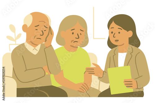 Senior couple expressing concern during a consultation at home  