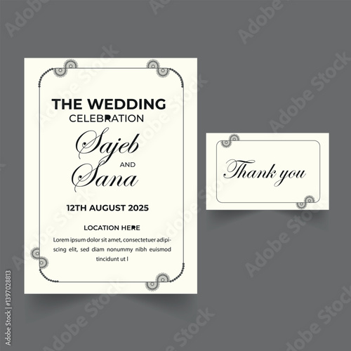 vintage design elements wedding invitation card design