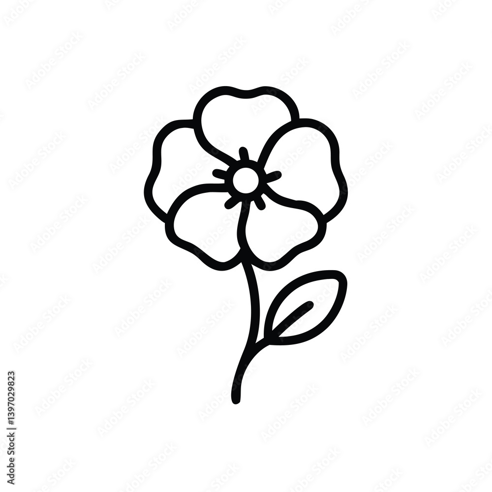 Elegant Flower Vector Illustration In Simple Line Art Style For Botanical Designs And Creative Projects Elegant Flower Vector Illustration In Simple Line Art Style For Botanical Designs And Creative Projects