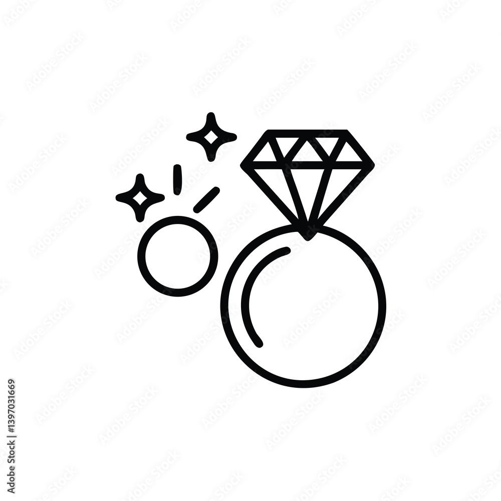 Engagement Rings Icon Two Sparkly Rings Elegant Jewelry Symbol Isolated On White Background Wedding And Anniversary Line Art Engagement Rings Icon Two Sparkly Rings Elegant Jewelry Symbol Isolated On White Background Wedding And Anniversary Line Art