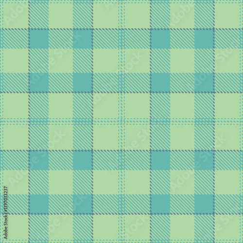 Plaid pattern seamless. Light dull teal & Pastel light mint green Tartan Textile Design. 