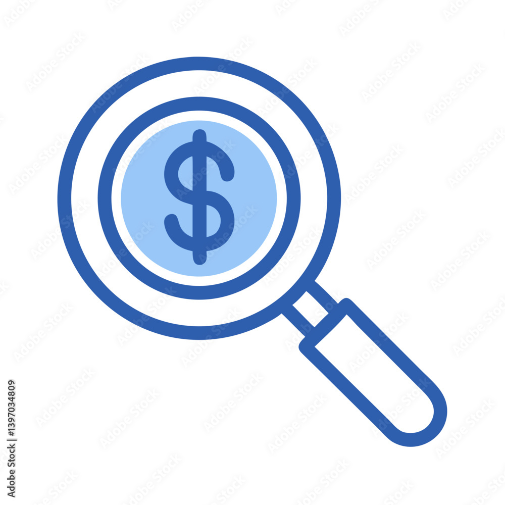 Magnifying Glass with Dollar Sign Icon Design Magnifying Glass with Dollar Sign Icon Design