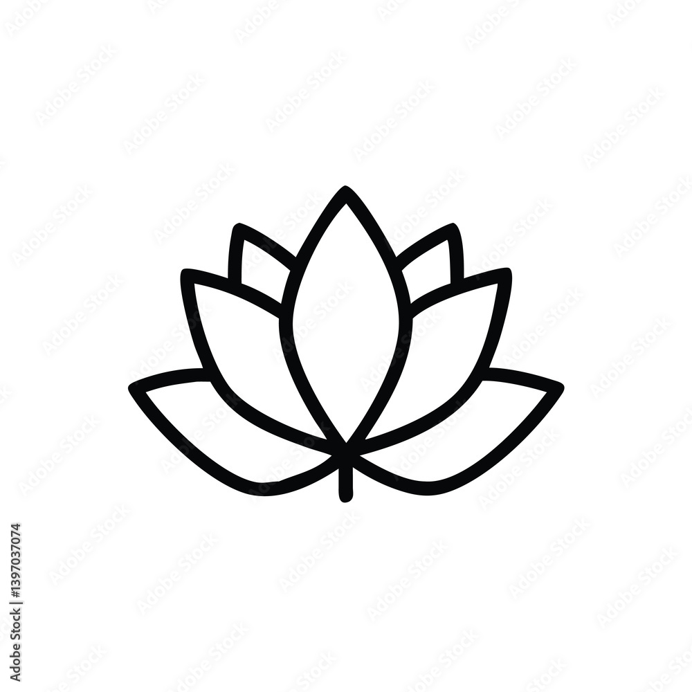 Black Line Art Lotus Flower Illustration On White Background Lotus Flower Symbol For Print And Web Design Minimalist Style Vector Black Line Art Lotus Flower Illustration On White Background Lotus Flower Symbol For Print And Web Design Minimalist Style Vector