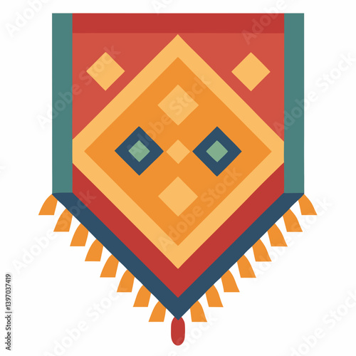 Arug with decorative tassels at each corner, adding a vibrant touch to the floor.