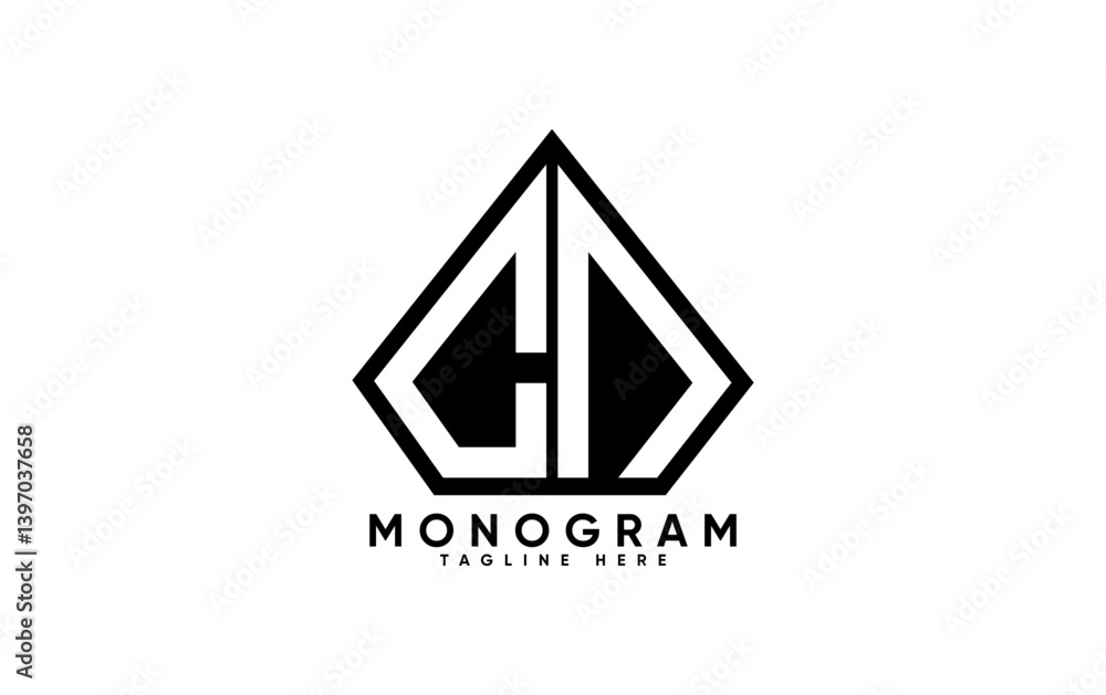 Fototapeta premium CN letter creative monogram vector logo design.