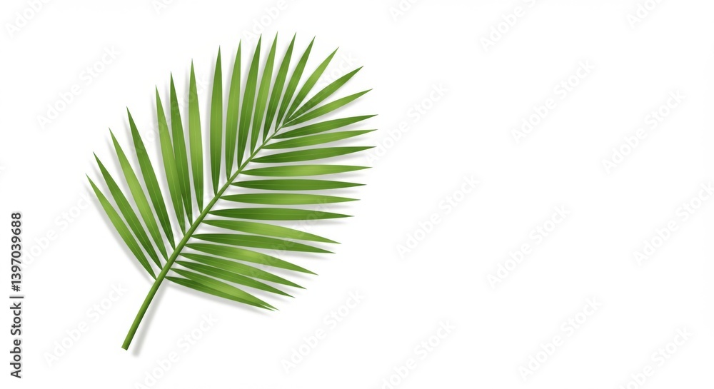 Obraz premium Single palm leaf illustration on white