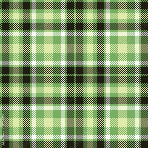 Bright dull green Seamless Tartan with Cool almost black accents Textile Design