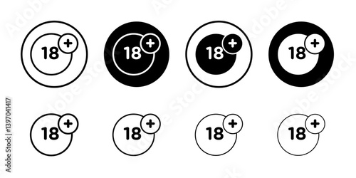 18 Plus icon Flat fill set collection