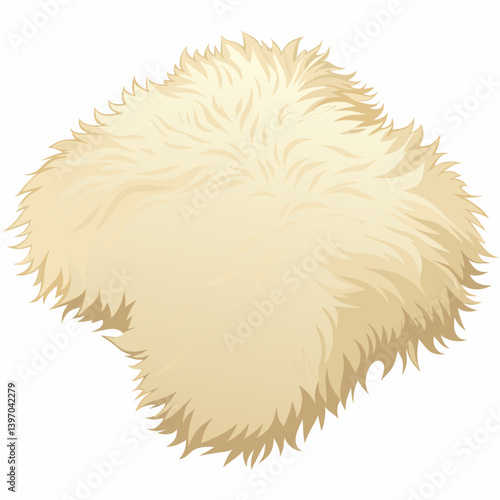 Sheep fur displayed on a white background, showcasing its soft texture and natural color variations.
