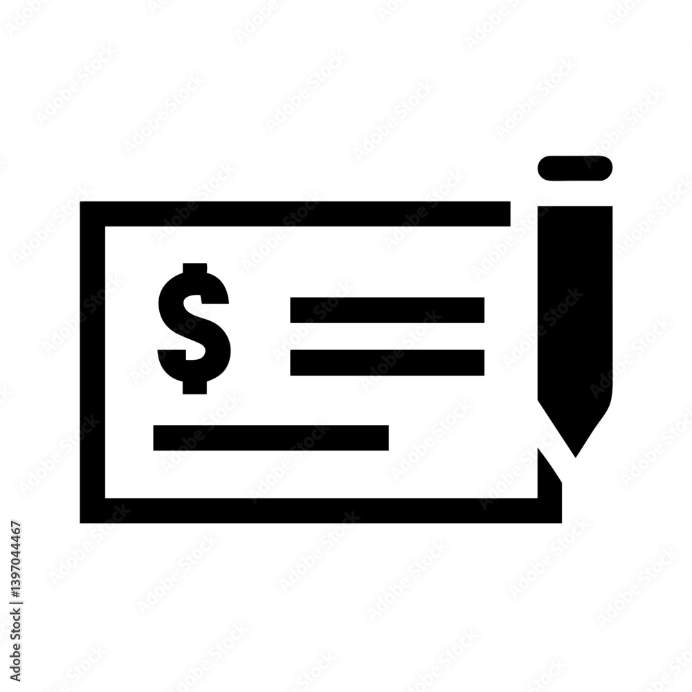 Bank Check with Dollar Sign and Pen for Financial Blogs, Banking Websites, Accounting Resources, and Transaction Documentation