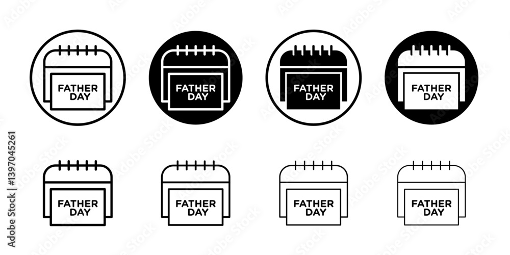 Fathers day calendar icon Flat fill set collection Fathers day calendar icon Flat fill set collection