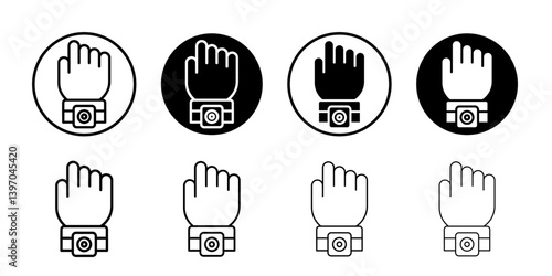 Fitness tracker smart watch icon Flat fill set collection