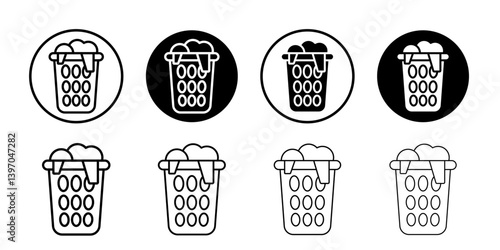 Laundry basket icon Flat fill set collection
