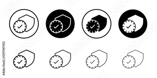 Long term protection icon Flat fill set collection