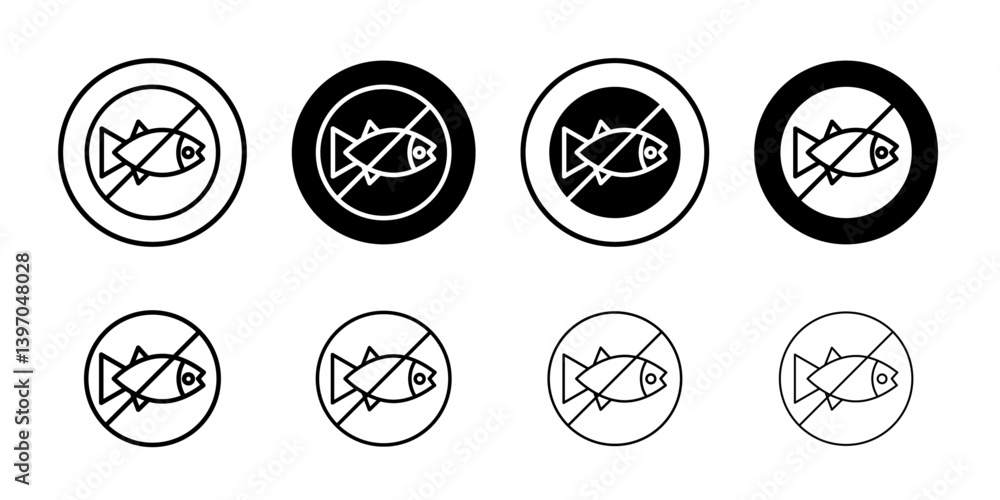 No fish icon Flat fill set collection No fish icon Flat fill set collection