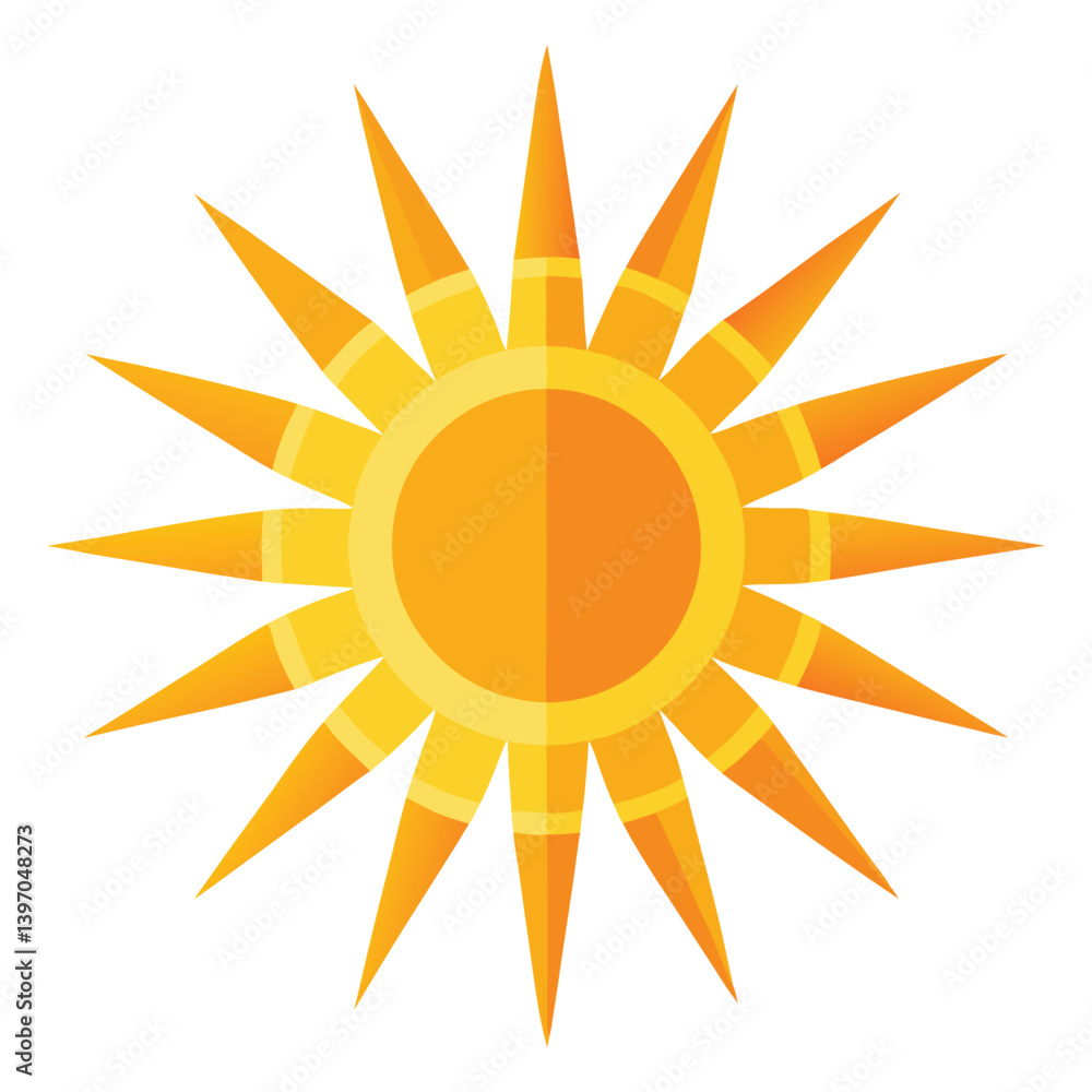 Big collection of yellow geometric flat style sun icons, symbols isolated Big collection of yellow geometric flat style sun icons, symbols isolated