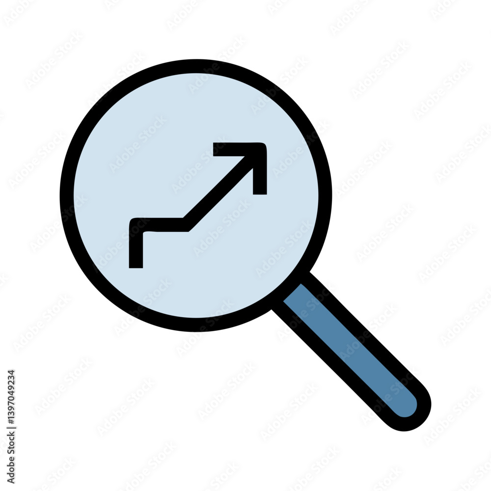 Magnifying Glass with Stair Arrow Icon Design Magnifying Glass with Stair Arrow Icon Design