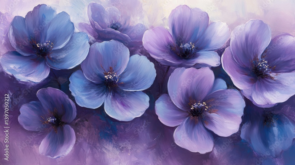 Stunning purple and blue flowers creating a dreamy and serene atmosphere. Stunning purple and blue flowers creating a dreamy and serene atmosphere.