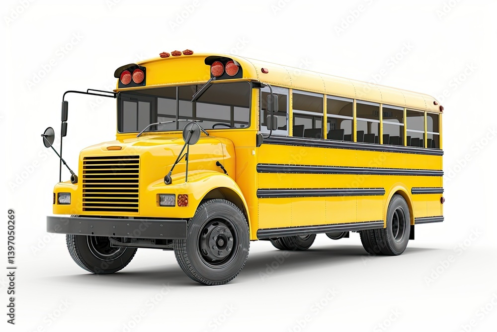 Detailed Image of Yellow School Bus White Isolated on White Background Detailed Image of Yellow School Bus White Isolated on White Background