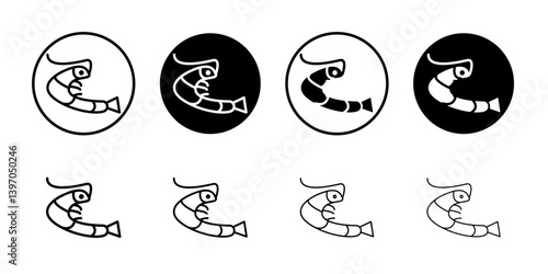 Shrimp icon Flat fill set collection