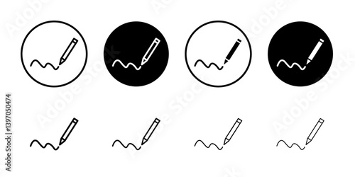 Signature icon Flat fill set collection
