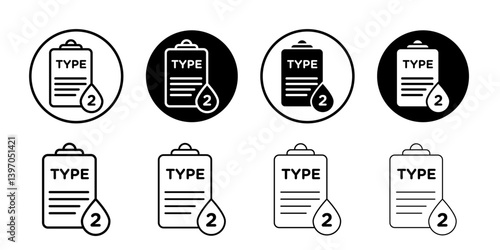 Type 2 diabetes icon Flat fill set collection