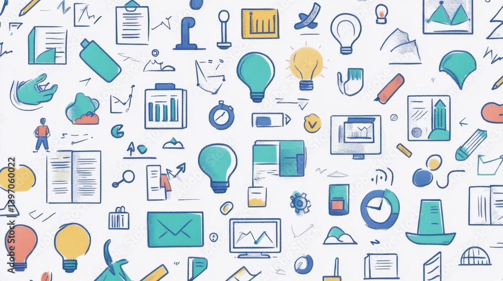 200 line icon set related to business illustration 200 line icon set related to business illustration