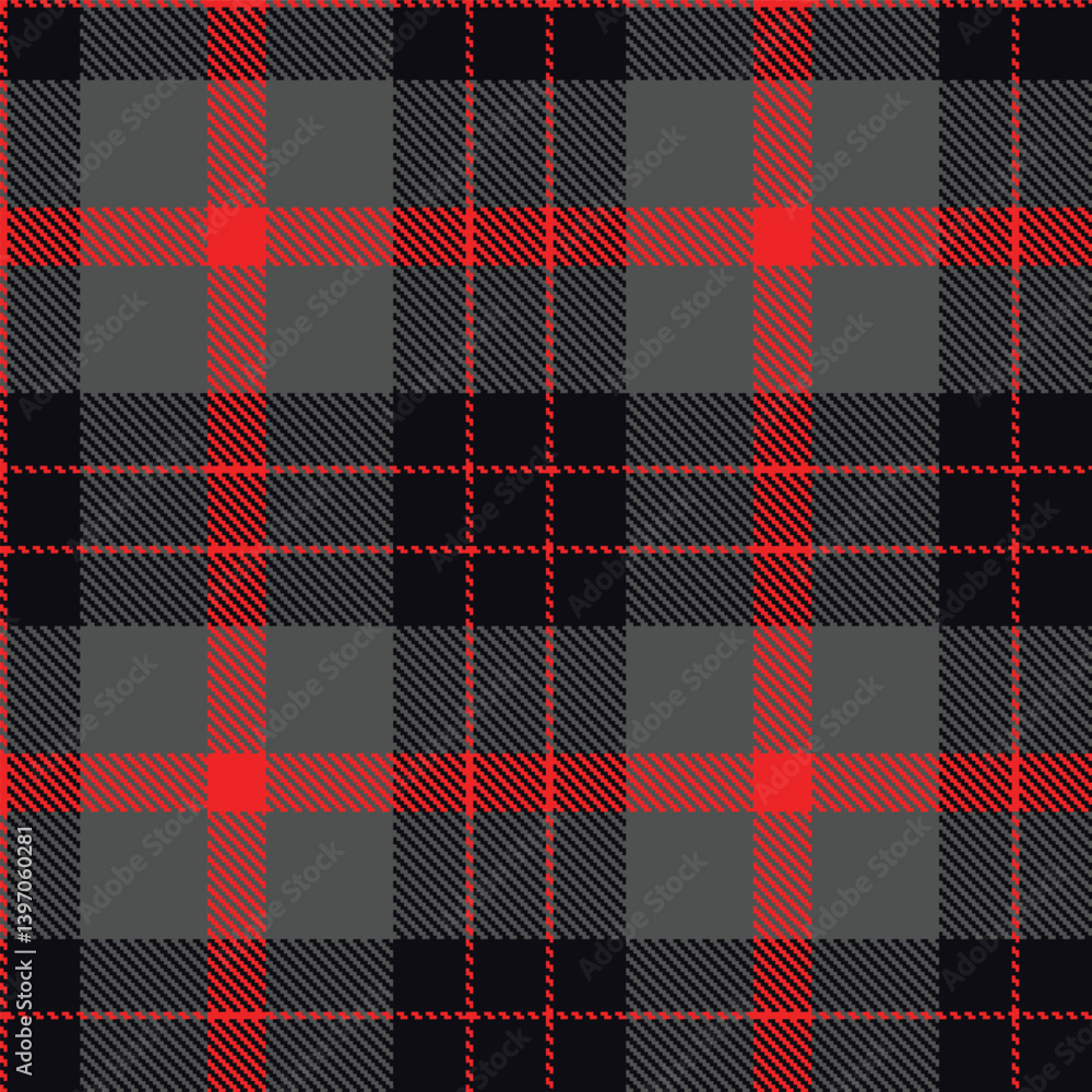 Soft bright red Seamless Tartan with Soft almost black accents Textile Design Soft bright red Seamless Tartan with Soft almost black accents Textile Design