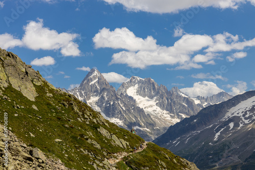 Wallpaper Mural Mont Blanc, Monte Bianco mountain summit snow dome above the Chamonix valley in France. Highest peak in Europe in the Alps, alpine scenic view of Montblanc Torontodigital.ca