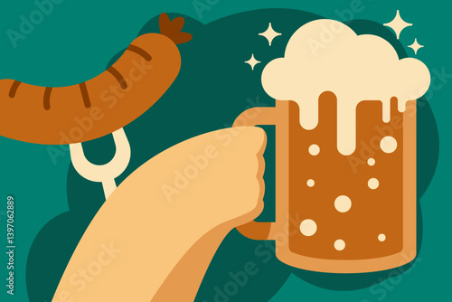 Octoberfest drinking beer celebration illustration
